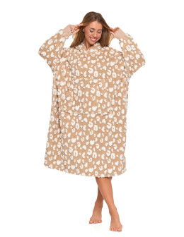 Długa kocobluza damska w cętki z kapturem - produkt 2