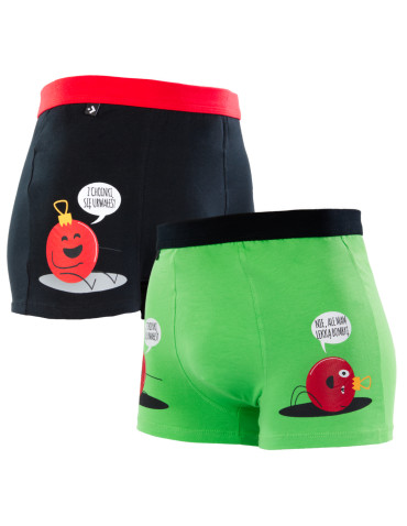 Bokserki dopasowane - Bokserki męskie w śmieszne wzory na święta CZARNY - produkt 2