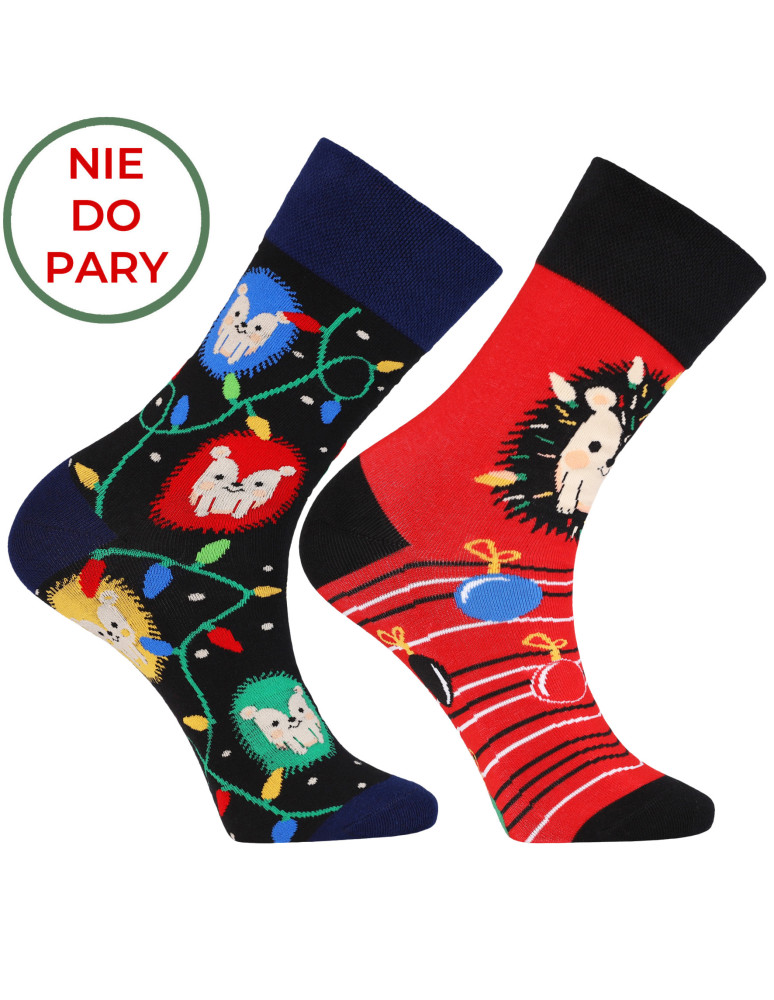 Długie - Skarpetki świątecznie nie do pary zabawne w jeże WIELOKOLOROWY - produkt moraj.pl 4
