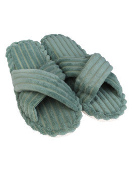 Kapcie damskie welurowe z otulającym paskiem