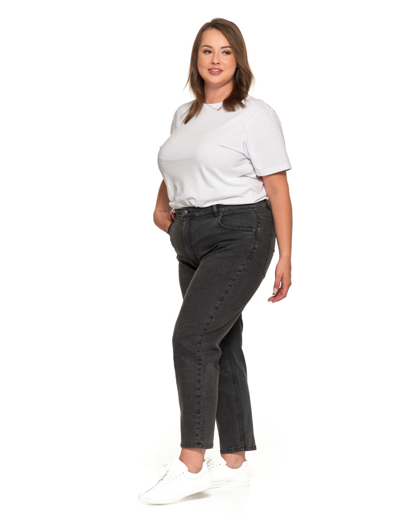Spodnie - Damskie spodnie jeansowe mom fit CZARNY - produkt moraj.pl 9