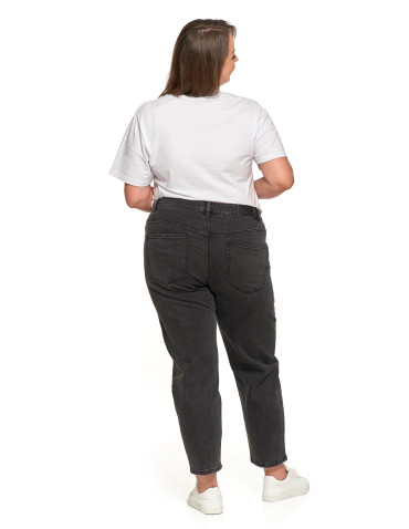 Spodnie - Damskie spodnie jeansowe mom fit CZARNY - produkt 11
