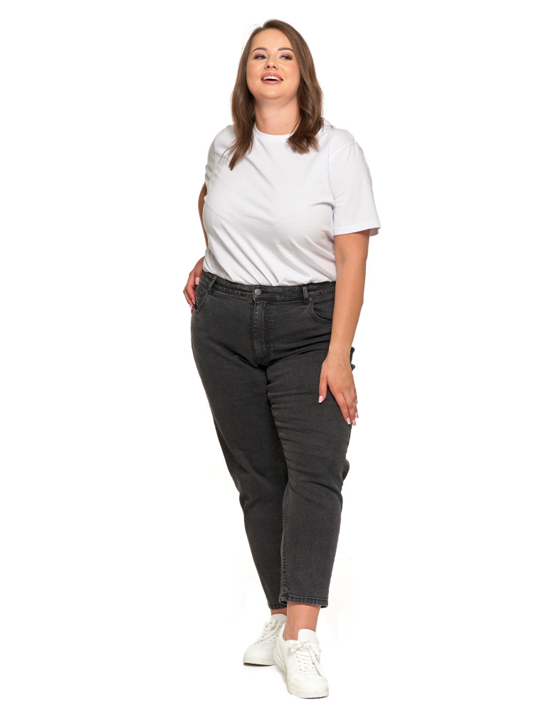 Spodnie - Damskie spodnie jeansowe mom fit CZARNY - produkt moraj.pl 12