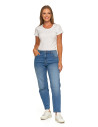 Damskie spodnie jeansowe mom fit NIEBIESKI