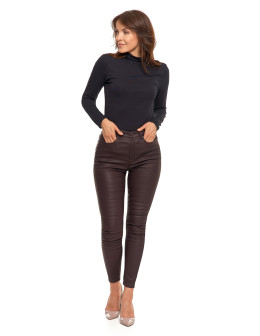 Spodnie damskie skinny z wysokim stanem woskowane