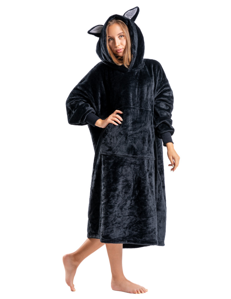 Kocobluzy - Kocobluza nietoperz bluza 2w1 koc i poduszka CZARNY - produkt moraj.pl 9