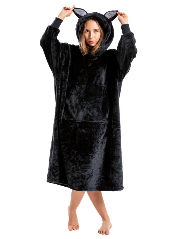 Kocobluzy - Kocobluza nietoperz bluza 2w1 koc i poduszka CZARNY - produkt 10