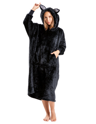 Kocobluzy - Kocobluza nietoperz bluza 2w1 koc i poduszka CZARNY - produkt 11