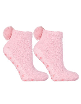 Ciepłe skarpetki damskie za kostkę z pomponem i ABS 3-pak  - produkt 2