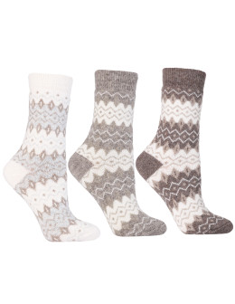 Ciepłe skarpetki damskie norweskie wzory z wełną 3-pak
