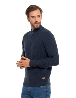 Sweter męski klasyczny zapinany ze stójką  - produkt 2