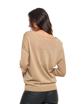 Damski sweter z metaliczną nitka i długim rękawem  - produkt 2