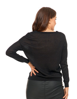 Damski sweter z metaliczną nitka i długim rękawem  - produkt 2