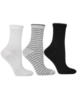 Damskie skarpetki długie z delikatnym wzorem 3-pak