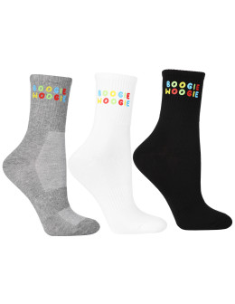 Komplet skarpetek damskich długie z napisem 3-pak