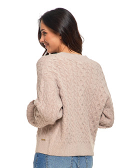 Kardigan damski sweter z plecionym wzorem i guzikami  - produkt 2