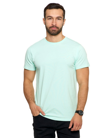 Koszulki, topy, koszule - Koszulka męska T-shirt bawełniana Premium okrągły dekolt NIEBIESKI - produkt 81