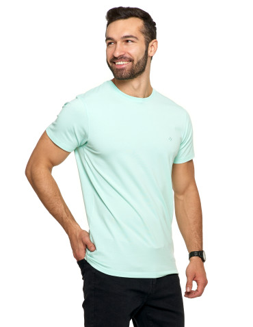 Koszulki, topy, koszule - Koszulka męska T-shirt bawełniana Premium okrągły dekolt NIEBIESKI - produkt 82