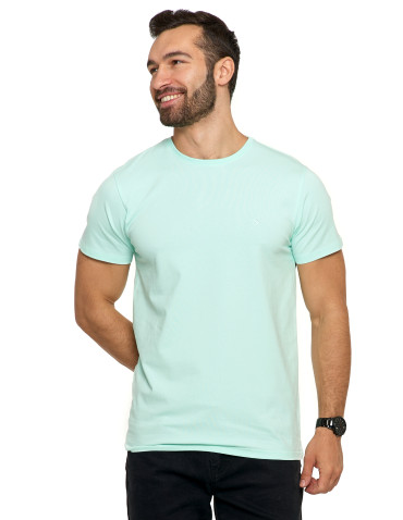 Koszulki, topy, koszule - Koszulka męska T-shirt bawełniana Premium okrągły dekolt NIEBIESKI - produkt 84