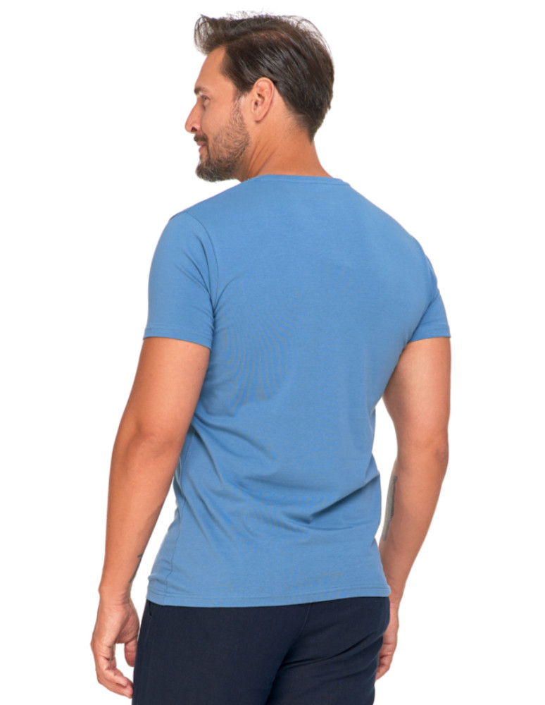 Koszulki, topy, koszule - Koszulka męska T-shirt bawełniana Premium okrągły dekolt NIEBIESKI - produkt moraj.pl 90