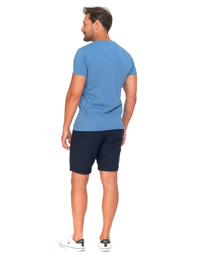 Koszulki, topy, koszule - Koszulka męska T-shirt bawełniana Premium okrągły dekolt NIEBIESKI - produkt moraj.pl 91