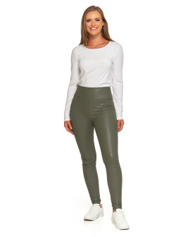 Damskie legginsy z eko skóry z wysokim stanem