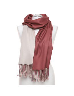 Damski cienki szal dwustronny z frędzlami