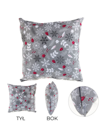 Poduszki dekoracyjne - Dekoracyjna poduszka w zimowy wzór SZARY - produkt 1