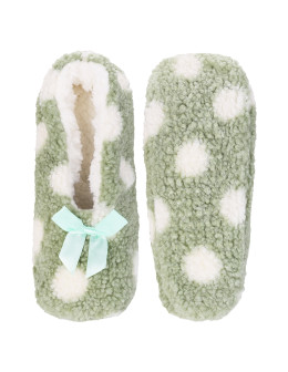 Ciepłe kapcie damskie bambosze w kropki