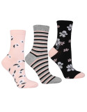 Damskie skarpetki długie z motywem kwiatów 3-pak