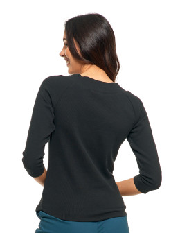 Damska bluzka prążkowana z dekoltem V bawełniana - produkt 2