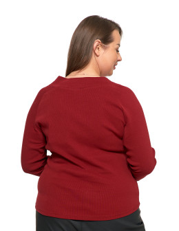 Damska bluzka prążkowana z dekoltem V bawełniana  - produkt 2