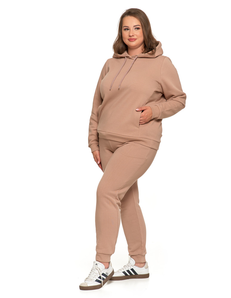 Bluzy - Bluza damska dresowa ocieplana z kapturem BEŻOWY - produkt moraj.pl 11