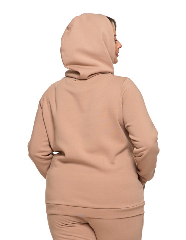 Bluzy - Bluza damska dresowa ocieplana z kapturem BEŻOWY - produkt 13