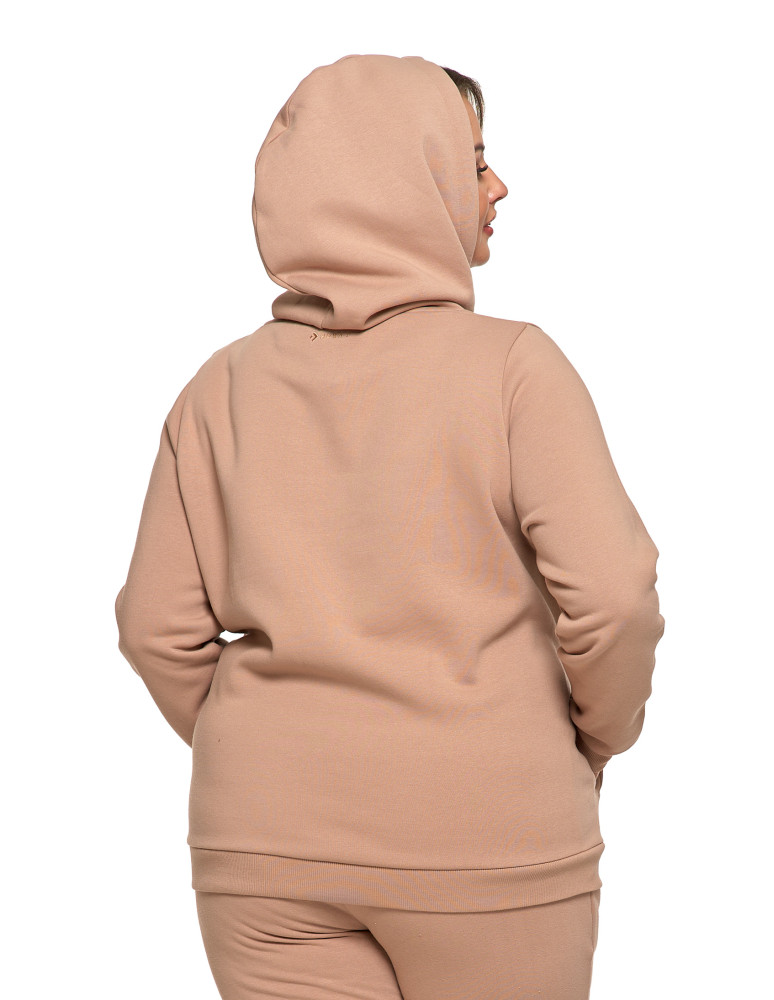 Bluzy - Bluza damska dresowa ocieplana z kapturem BEŻOWY - produkt moraj.pl 13