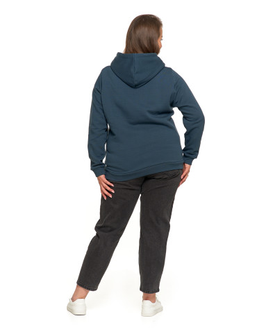 Bluzy - Bluza damska dresowa ocieplana z kapturem GRANATOWY - produkt 15