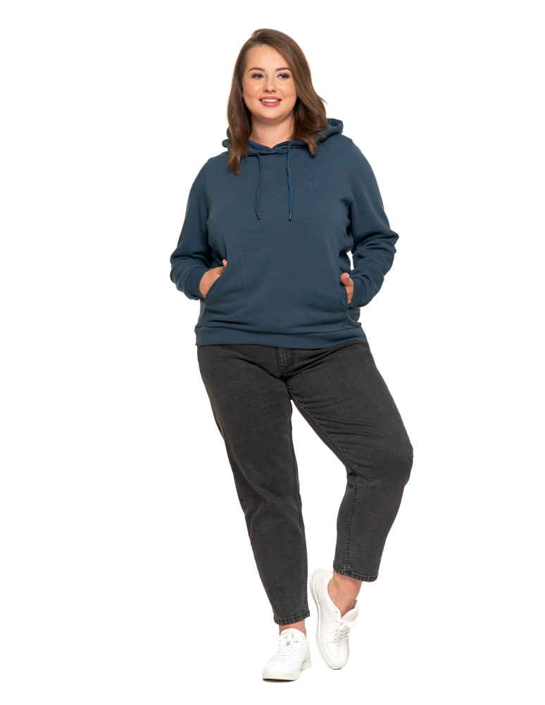 Bluzy - Bluza damska dresowa ocieplana z kapturem GRANATOWY - produkt moraj.pl 14