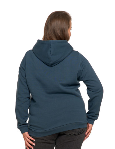 Bluzy - Bluza damska dresowa ocieplana z kapturem GRANATOWY - produkt 13