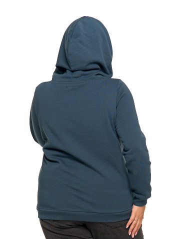 Bluzy - Bluza damska dresowa ocieplana z kapturem GRANATOWY - produkt 12