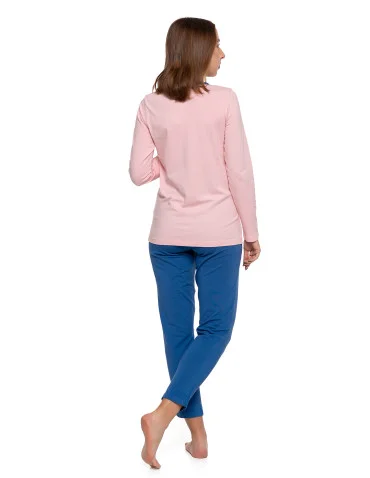 Damska piżama dwuczęściowa bawełniana rozpinana Plus Size - RÓŻOWY - produkt 2