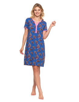 Damska piżama koszula nocna krótka w kwiatowy wzór