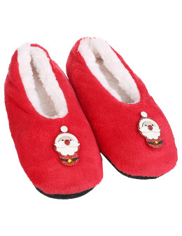 Świąteczne kapcie wsuwane z futerkiem i ozdobnym motywem