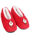 Świąteczne kapcie wsuwane z futerkiem i ozdobnym motywem CZERWONY