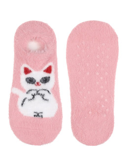 Ciepłe skarpetki stopki niskie damskie motyw kotka ABS 3-pak - produkt 2