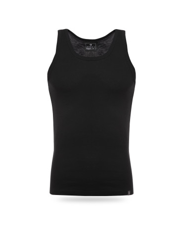 Podkoszulki - Podkoszulka męska bawełniana typu tank top na ramiączkach CZARNY - produkt 2