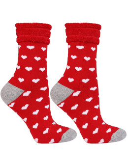 Ciepłe skarpetki damskie Frotte z motywem świątecznym