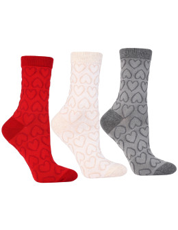 Damskie długie skarpetki walentynkowe w serca 3-pak