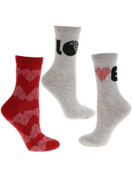 Walentynkowe skarpety damskie w serca i napis Love 2-pak