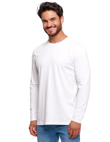 Koszulki, topy, koszule - Męska koszulka z długim rękawem longsleeve basic BIAŁY - produkt 1