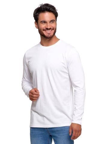 Koszulki, topy, koszule - Męska koszulka z długim rękawem longsleeve basic BIAŁY - produkt 3